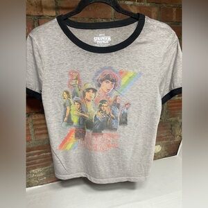 Stranger Things Graphic Ringer T-Shirt – Netflix Retro 80s Style Tee size s